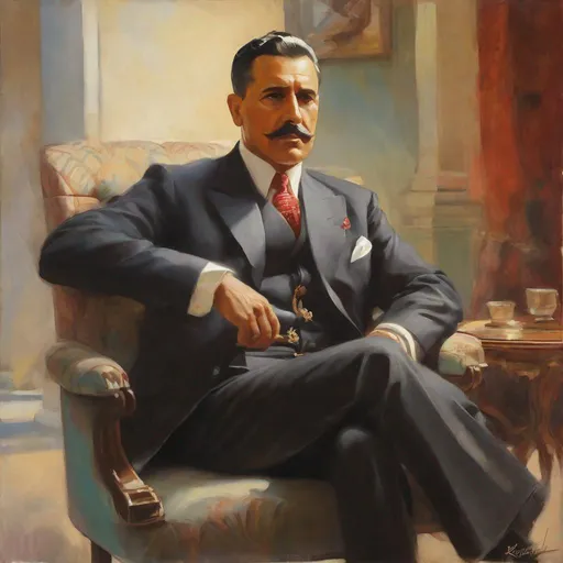 Prompt: 1930's Latin American dictator, realistic, extremely detailed painting by Greg Rutkowski by Steve Henderson 