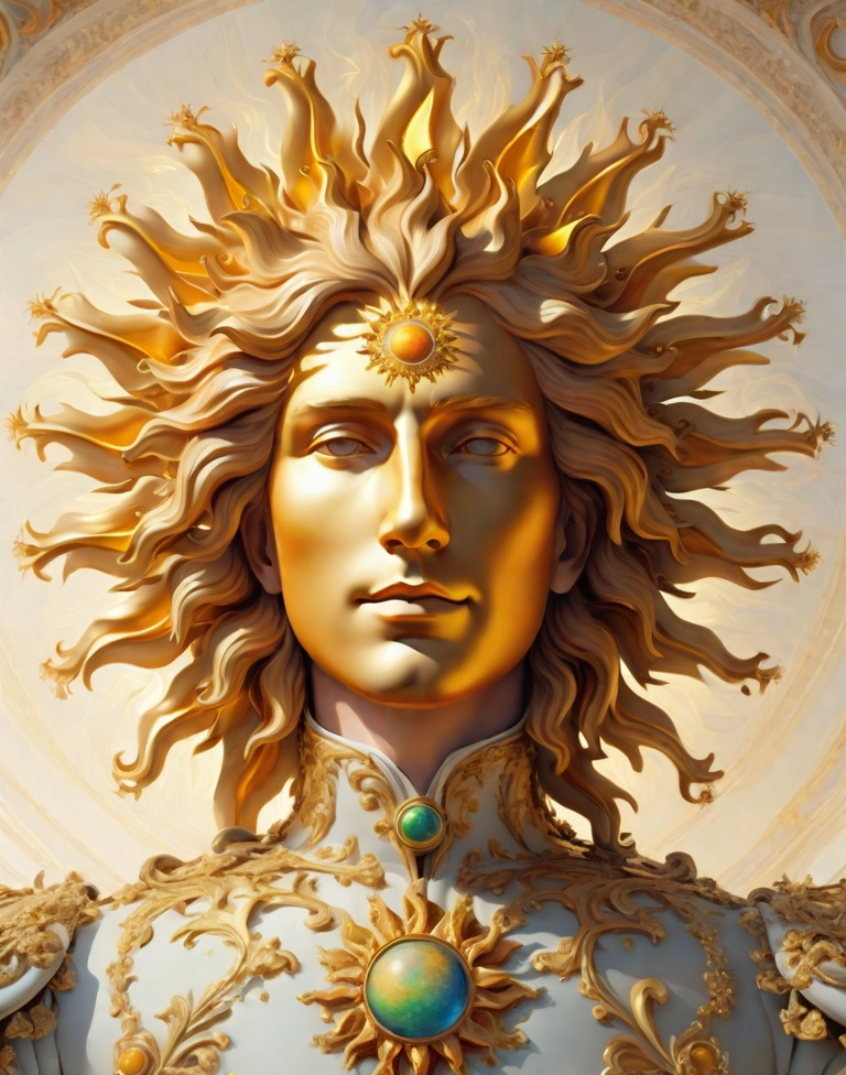 Prompt: The Fractal handsome Sun King, minimalist Versailles, oil on canvas, full body, ultra-wide angle. 3d, extremely detailed 