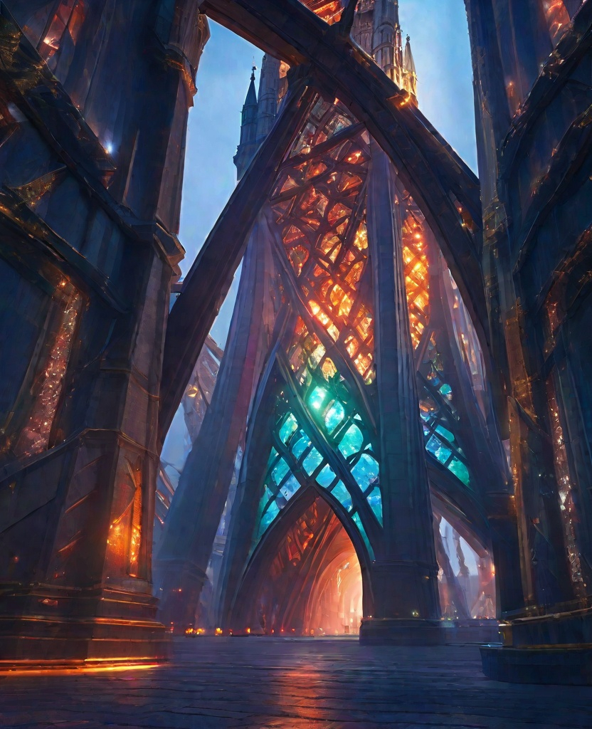 Prompt: fire opal bifrost tower bridge 