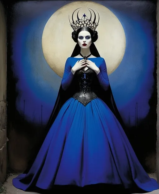 Prompt: (Cleve Gray, Todd James, catrin welz-stein, Yves Klein, Edmund Dulac, graffiti gothic grimdark horror)) she is beautiful, she is the one with infinity lives, having to endure eternity lonely, sorrow, lost, consuming her soul, filling her heart with melancholy.