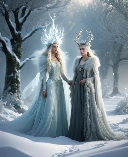 Prompt: great expectations from the cold hearted frigid bifrost goddess Estella guarded by miss Havisham the old snow witch 