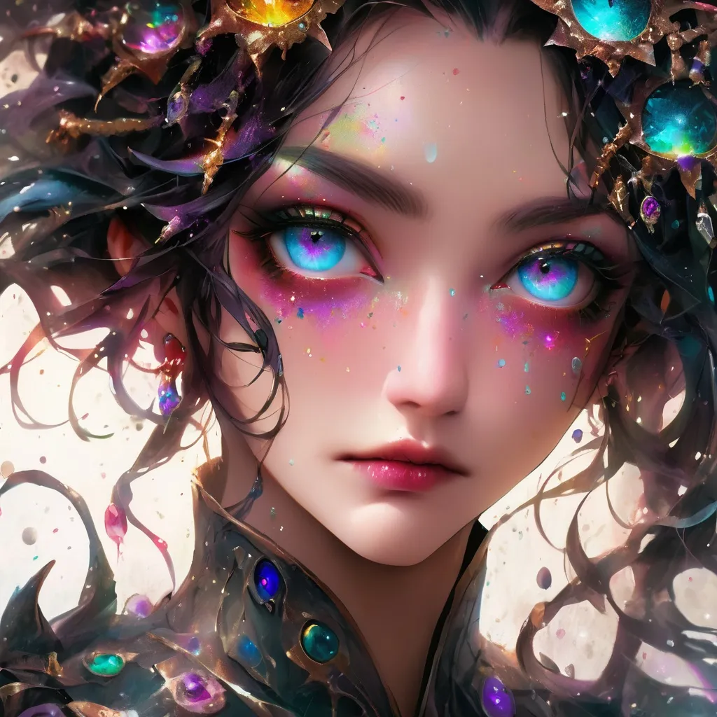 Prompt: glitter eyes. professional portrait, detailed matte painting, deep color, fantastical, intricate detail, splash screen, complementary colors, fantasy concept art,