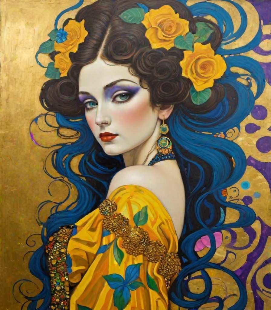 Prompt: gustav klimt's graffiti goddess 