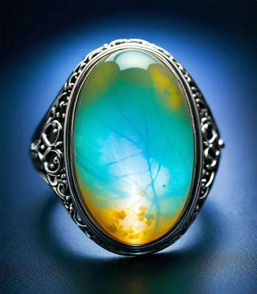 Prompt: ethereal light being in the form of a human is wearing the chalcedony jewel, vibrant, bold