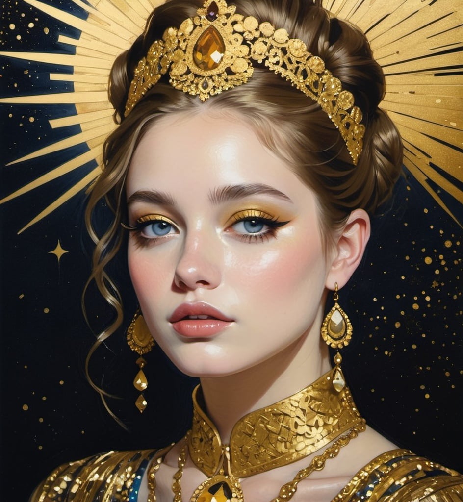 Prompt: Parbleu nothing glistening here stay matt Gouache, Glamorous Grunge Goddess, Graceful Gorgeous Girl, Glitter, Gold, Gilded, Glow, graphic, Griffiths, Ghailan, greg rutkowski , Guay, Grimshaw, 