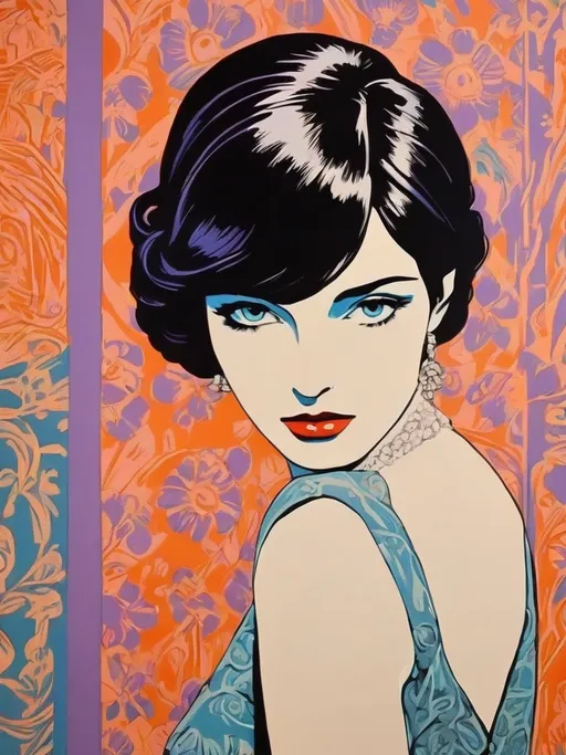 Prompt: Luxurious imperatrice, neo-fauvist screenprint. Beautiful, extremely detailed 