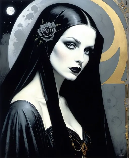 Prompt: (Cleve Gray, Todd James, Dave McKean, Edmund Dulac, graffiti gothic grimdark horror)) she is beautiful, she is the one with infinity lives, having to endure eternity lonely, sorrow, lost, consuming her soul, filling her heart with melancholy.