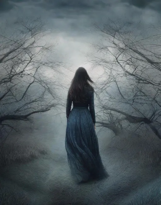Prompt: This lonely beautiful lady, She remains an intricate tapestry of unanswered questions and tantalizing mysteries art by Daria Endresen, Lalla Essaydi, Chris Friel, Elger Esser, Rimel Neffati. 3d, watercolors and ink, beautiful, fantastic view, extremely detailed, intricate, best quality, highest definition