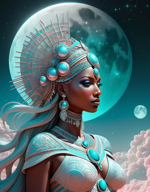 Prompt: Beautiful moonlight goddess, she is all that, Anaglyph, surreal dream. Extremely detailed, intricate, beautiful, high definition 