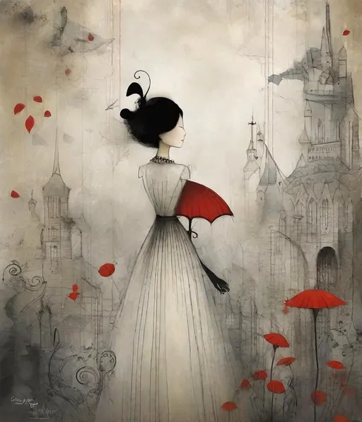 Prompt: What lies beneath my scarry thoughs, the insecurities obscured by the beautiful face, the beauty varnish that others see and it's not all, art by Gabriel Pacheco, Jean-Sebastien Rossbach, Patricia Polacco, Joel Pett