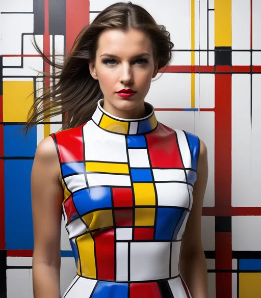 Prompt: piet mondrian's graffiti goddess 