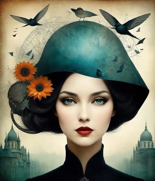 Prompt: What lies beneath my scarry thoughs, the insecurities obscured by the beautiful face, the beauty varnish that others see and it's not all, art by Christian Schloe, Gabriel Pacheco, Patricia Polacco, 