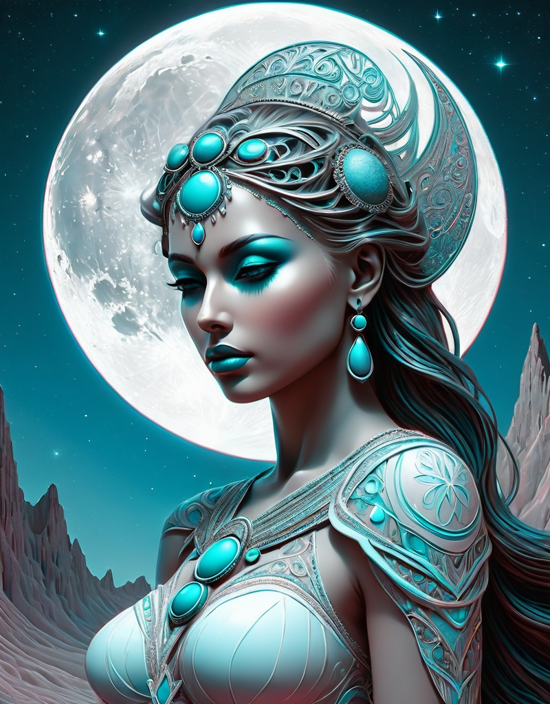 Prompt: Beautiful moonlight goddess, she is all that, Anaglyph, surreal dream. Extremely detailed, intricate, beautiful, high definition 