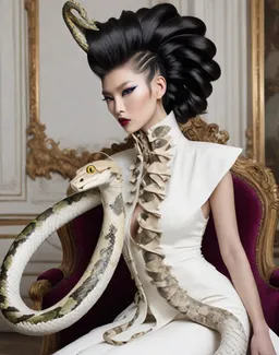 Japanese dreaming fashion model in Alexander McQueen