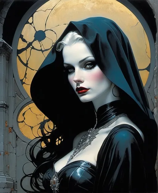 Prompt: (Cleve Gray, Todd James, Wadim Kashin, Erik Jones, Dave McKean, Edmund Dulac, graffiti gothic grimdark horror)) she is beautiful, she is the one with infinity lives, having to endure eternity lonely, sorrow, lost, consuming her soul, filling her heart with melancholy.