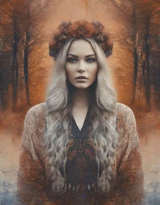 Prompt: This lonely beautiful lady, She remains an intricate tapestry of unanswered questions and tantalizing mysteries art by Daria Endresen, Lalla Essaydi, Pierre et Gilles, Elger Esser, Rimel Neffati. Warm tone pallet colors, 3d, watercolors and ink, beautiful, fantastic view, extremely detailed, intricate, best quality, highest definition