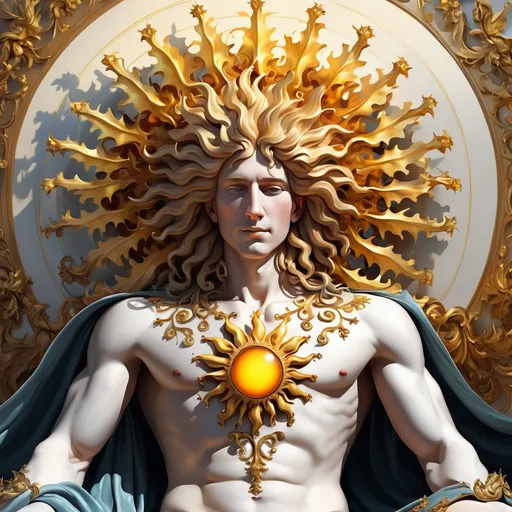 Prompt: The Fractal handsome Sun King, minimalist Versailles, oil on canvas, full body, ultra-wide angle. 3d, extremely detailed 