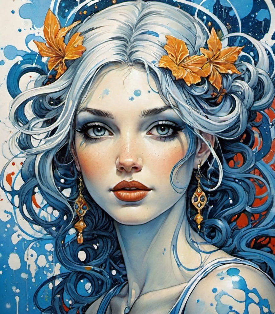 Prompt: gorgeous graffiti goddess, splashcore, intricate, messy goopy, james jean, milo manara