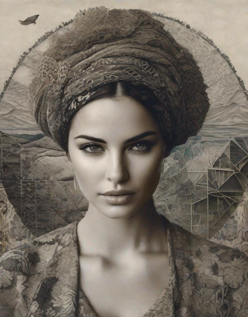 Prompt: This lonely beautiful lady, She remains an intricate tapestry of unanswered questions and tantalizing mysteries art by Daria Endresen, Lalla Essaydi, Fernand Fonssagrives, Elger Esser, Rimel Neffati. Earth tone pallet colors, 3d, watercolors and ink, beautiful, fantastic view, extremely detailed, intricate, best quality, highest definition