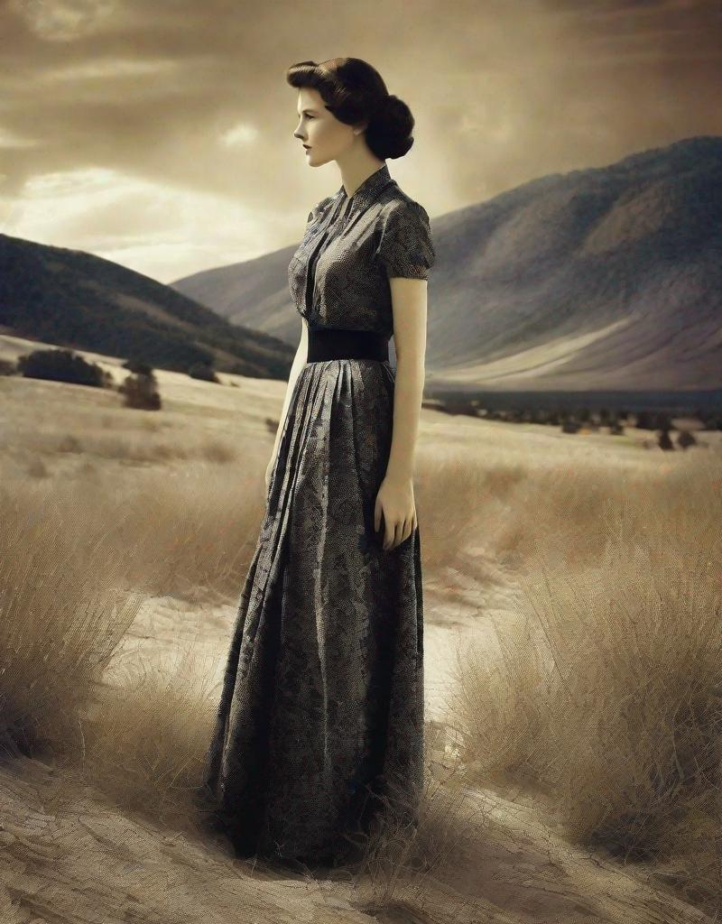 Prompt: This lonely beautiful lady, She remains an intricate tapestry of unanswered questions and tantalizing mysteries art by Daria Endresen, George Hoyningen-Huene, Pierre et Gilles, Peter Holme III, Rimel Neffati. Warm tone pallet colors, 3d, watercolors and ink, beautiful, fantastic view, extremely detailed, intricate, best quality, highest definition