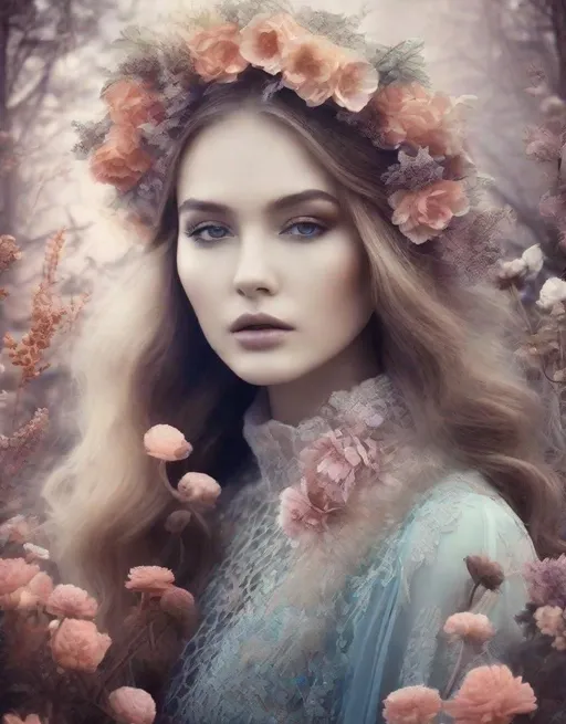 Prompt: This lonely beautiful lady, She remains an intricate tapestry of unanswered questions and tantalizing mysteries art by Daria Endresen, Nick Knight, Pierre et Gilles, Naoya Hatakeyama, Rimel Neffati. Warm tone pallet colors, 3d, watercolors and ink, beautiful, fantastic view, extremely detailed, intricate, best quality, highest definition