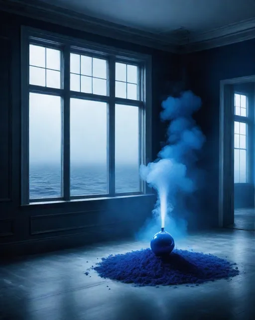 Prompt: indigo photograph by robert scott, in the style of berndnaut smilde, in the style of jessica drossin, 8k resolution, generative art, in the style of mystic mechanisms, in the style of neon hallucinations, photo-realistic still life, solarization, supernatural creatures, supernatural realism 