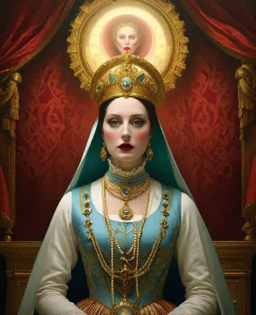 Prompt: Bad things happen when you say her name, art style by Agostino Arrivabene, Michael hussar, tom bagshaw, Rachel Maclean, Refik Anadol, Bruce Munro, Christian Boltanski.