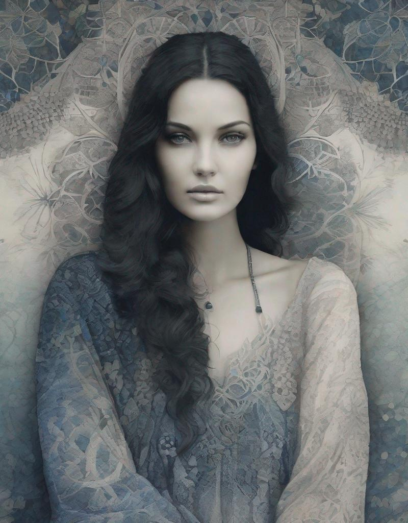 Prompt: This lonely beautiful lady, She remains an intricate tapestry of unanswered questions and tantalizing mysteries art by Daria Endresen, Lalla Essaydi, Lin Fengmian, Elger Esser, Rimel Neffati. 3d, watercolors and ink, beautiful, fantastic view, extremely detailed, intricate, best quality, highest definition