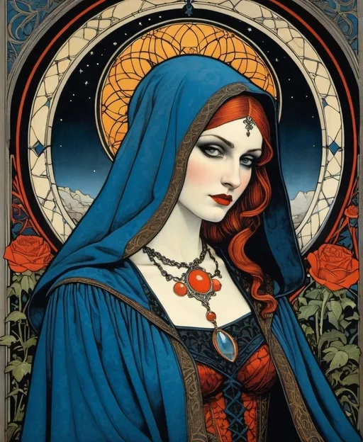 Prompt: ((Eugene Grasset, Amy Giacomelli, Beatrice Alemagna, Marianne Stokes, Conrad Roset, Dave McKean, Edmund Dulac, graffiti gothic grimdark horror)) she is beautiful, she is the one with infinity lives, having to endure eternity lonely, sorrow, lost, consuming her soul, filling her heart with melancholy.