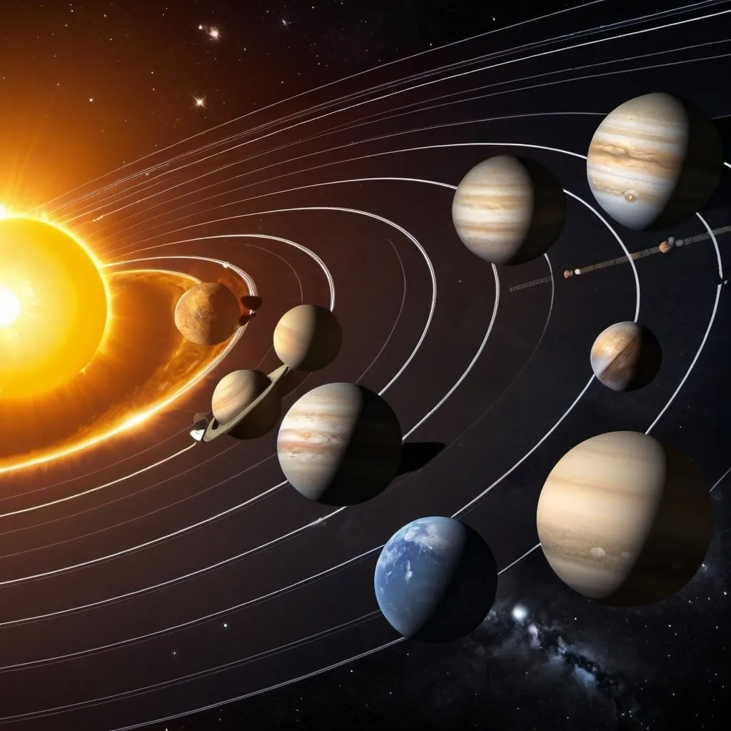 Prompt: Create a slide image that shows the solar system and then transitions it to the universe to showcase that solar system is a very small part of the universe