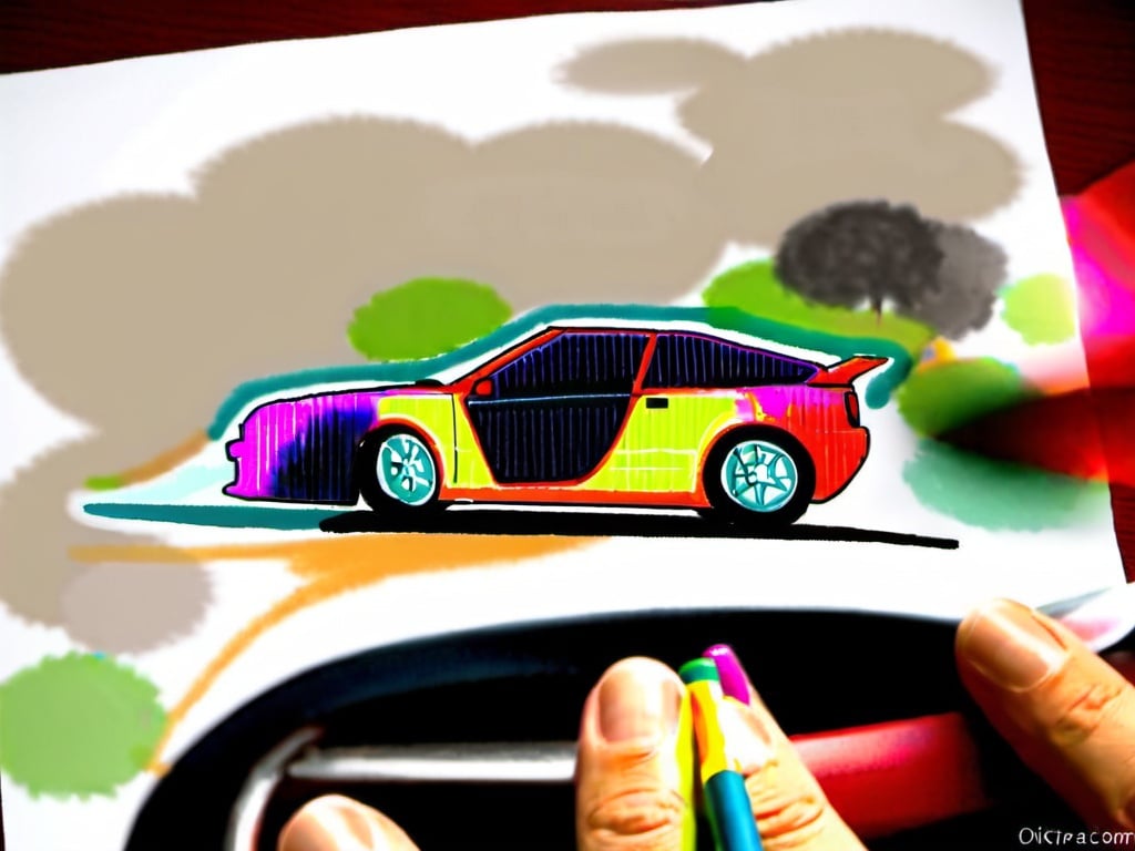 Prompt: Make a car same as the picture, but as drawing 