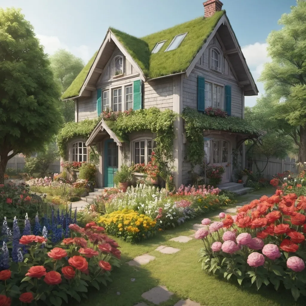 Prompt: my h ouse is next to a flower garden