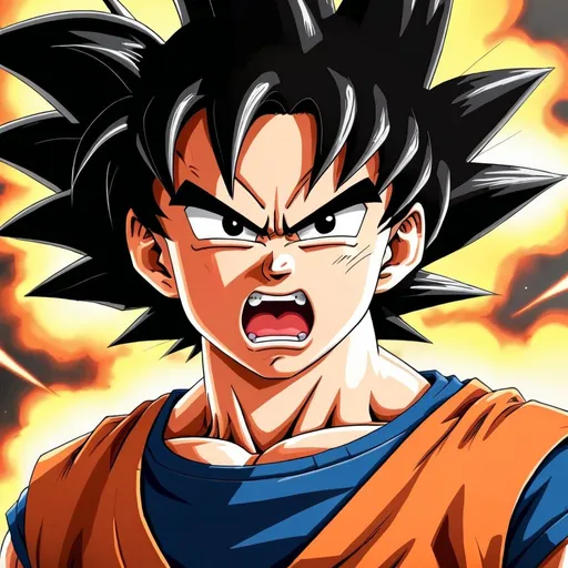 Prompt: Son goku is very angry 