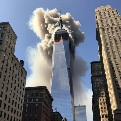 Prompt: The One World Trade Center collapses and damages other buildings and topples down the Empire State Building