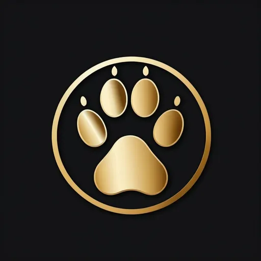 Prompt: (Logo) representing "Animal consciousness", (misc-minimalist style), (vibrant color scheme), featuring a bold paw print, gold accents on a rich black background, combining simplicity with a striking design, illustrating strength and connection to nature, clean lines, ultra-detailed, ready for modern branding, high quality, visually appealing and professional.