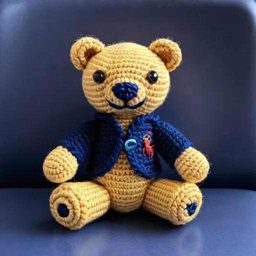 Prompt: A RALPH LAUREN BEAR AMIGURUMI