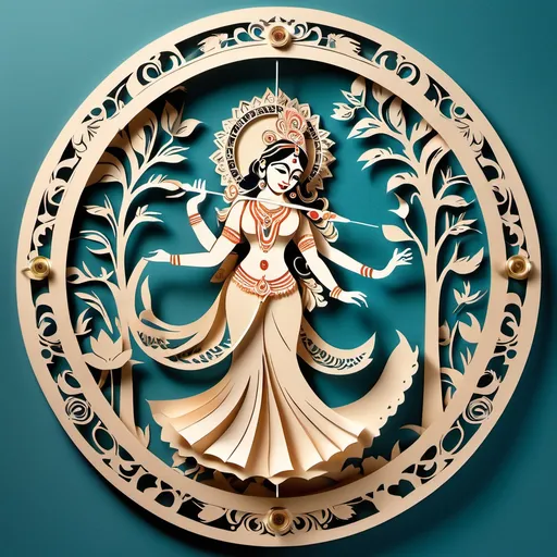 Prompt: Elegant Radha-Krishna Paper Design for the Clock
You can create a stunning decorative paper design by cutting out intricate, detailed images of Radha and Krishna, or symbols like lotus flowers, peacock feathers, and flutes. These designs can be placed around the edges of the clock, leaving the center open for the clock hands to remain visible. You can use a soft watercolor paper as the background to give it a serene feel, blending pastel shades of blue, pink, or gold. For an elegant touch, frame the clock face with a thin golden paper border or create a subtle mandala pattern around the clock's numbers. This way, the clock will maintain its functionality while being beautifully adorned with divine symbols.

