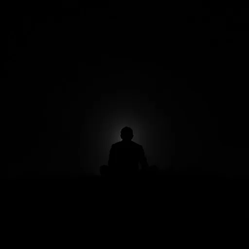 Prompt: Silueta oscu sentado en la oscuridad 