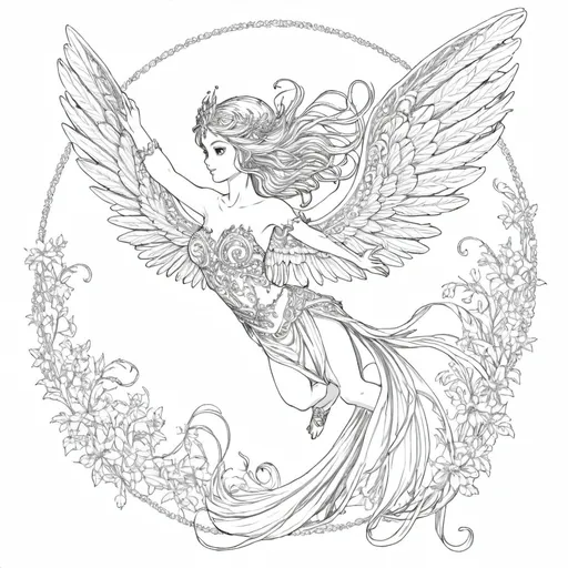 Prompt: fairy phonix flying, 2d, pixel for embroidery, persian art