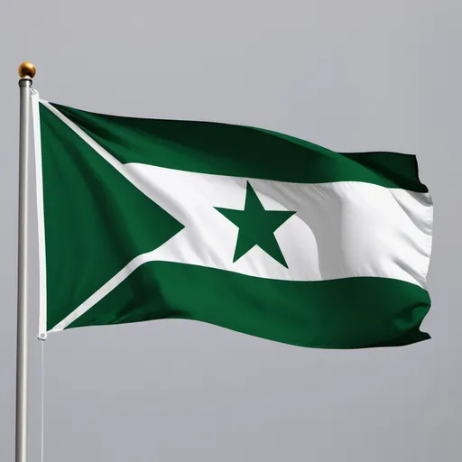 Prompt: A flag with a national symbol that represents the country's freedom and celebration has green and grey