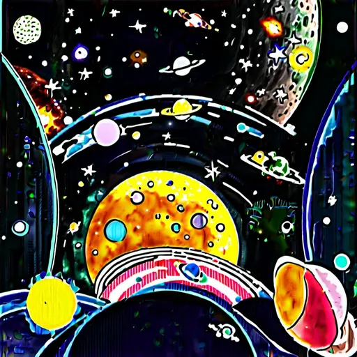 Prompt: Coloring book for kids, all the planets planets in the solar system, cartoon style, thick lines, low details ar 9:11