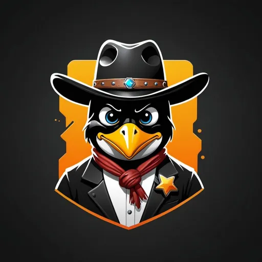 Prompt: Create a logo using the Linux tux image for a character called glitch cowboy 