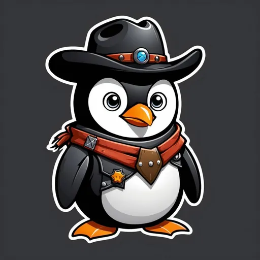 Prompt: Create a logo using the Linux penguin for a character called glitch cowboy 