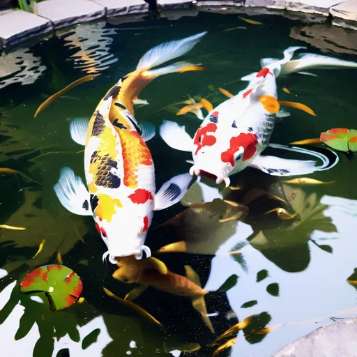 Prompt: two koi fish yyin and yan