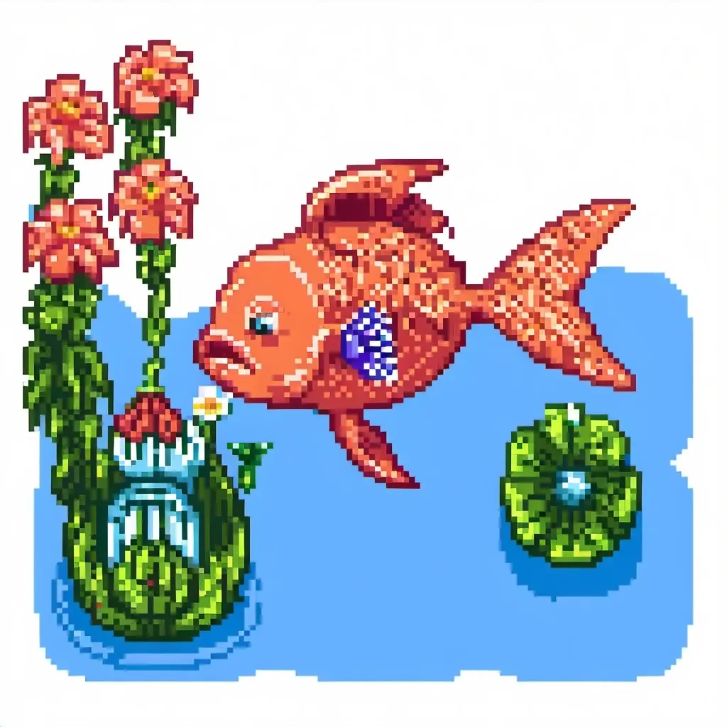 Prompt: a fish with flowers in the background