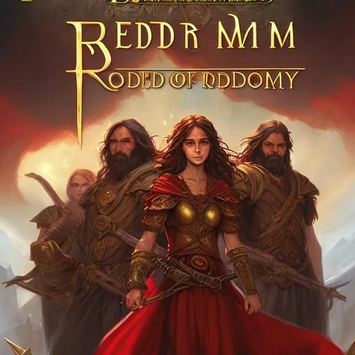 Prompt: A cover for an epic fantasy novel called, "Red Summer: Riddle of Doors"
Super detailed well done faces photorealistic