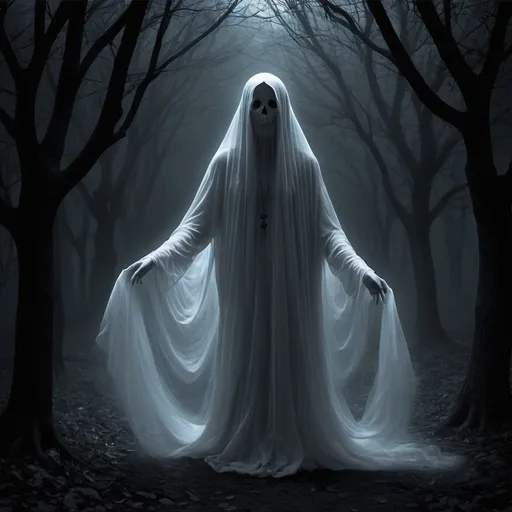 Prompt: Ethereal spectre in a haunting melody, ghostly figure, mysterious aura, dark and enigmatic, spectral whispers, ethereal essence, ghostly apparition, spectral mist, hidden secrets, haunting presence, cryptic shadows, enigmatic entity, spectral glow, ghostly figure in the dark, surreal atmosphere, spiritual resonance, enigmatic lyrics, haunting song inspiration, deep emotions, digital art, dark and moody color palette, dramatic lighting, mysterious and ghostly vibe. 