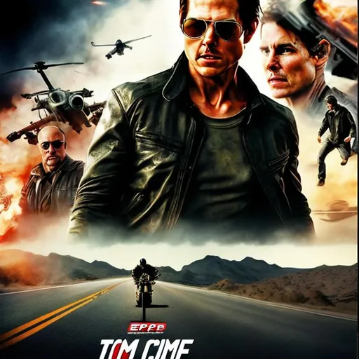 Prompt: epic movie poster saying, "tom cruise as tom cruise in a tom cruise movie, "
