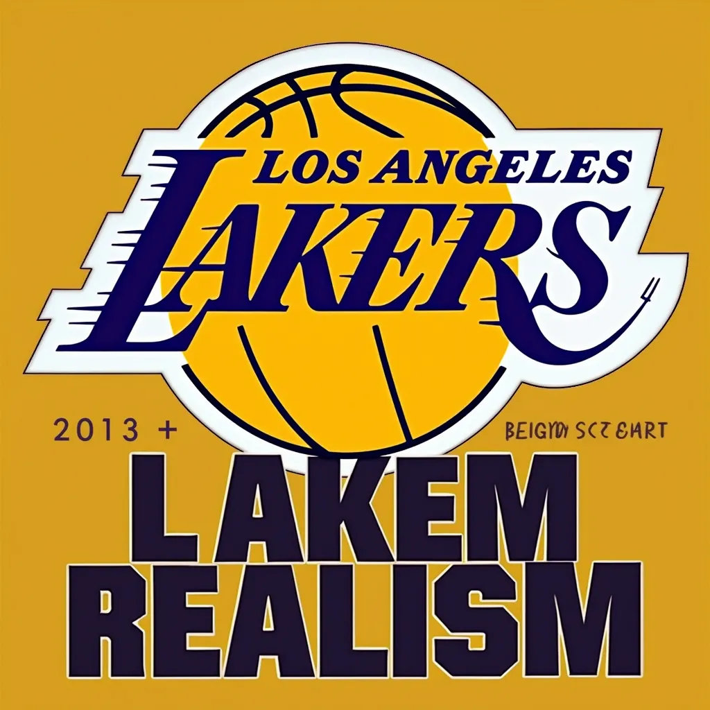 Prompt: youtube profile picture and banner for a Los Angeles Lakers podcast called "Lakers Realism" with this name in the picture. I want the picture to have a los angeles lakers, ESAO, harlem renaissance, logo, vector art