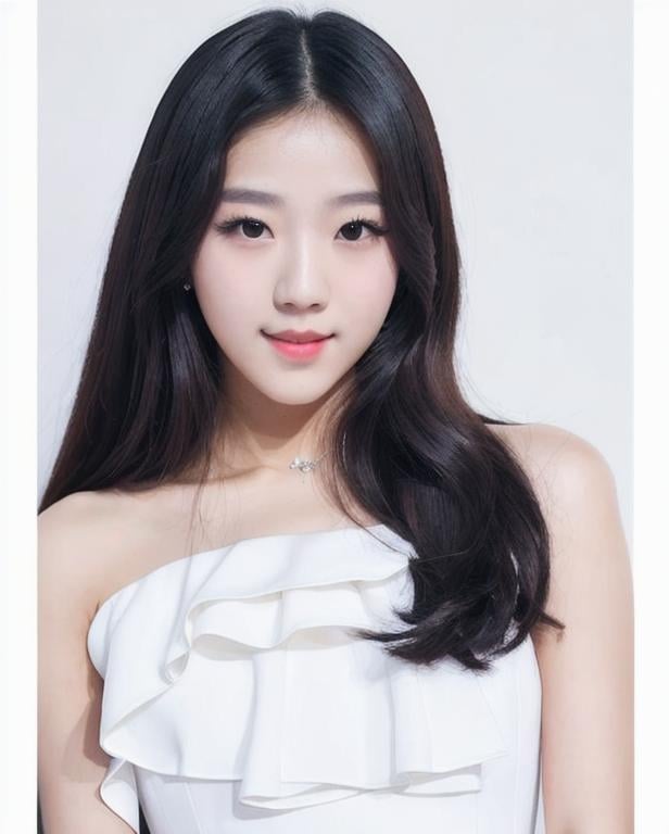 Prompt: Beautiful girl Jisoo of kpop Blackpink, wearing red dress, hyperrealistic, highly detailed 